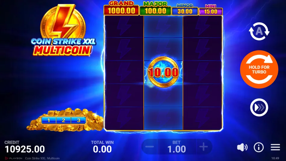 Bonus Game sticky reel with Strike Coin and MULTICOIN Symbol in Coin Strike XXL: Multicoin