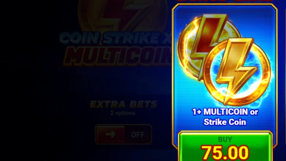 Buy Bonus Game confirmation screen for 75x total bet in Coin Strike XXL: Multicoin